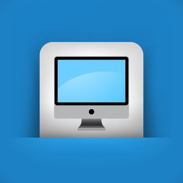 Ícone azul e cinza representando monitor —  Vetores de Stock
