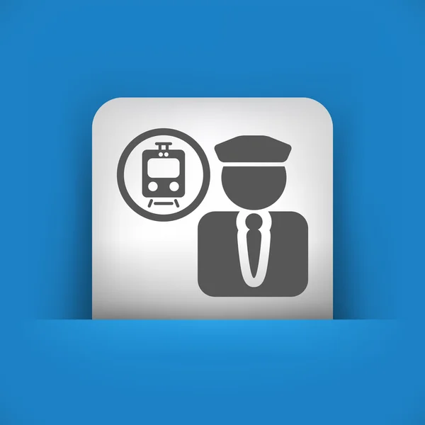Blauw en grijs pictogram van trein dirigent symbool — Stockvector