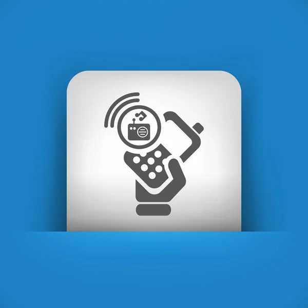 Blå och grå ikon föreställande mobiltelefon med symbolen radio — Stock vektor