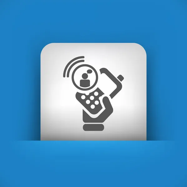 Vektor illustration av enda blå och grå ikon föreställande mobiltelefon med symbolen chatt — Stock vektor