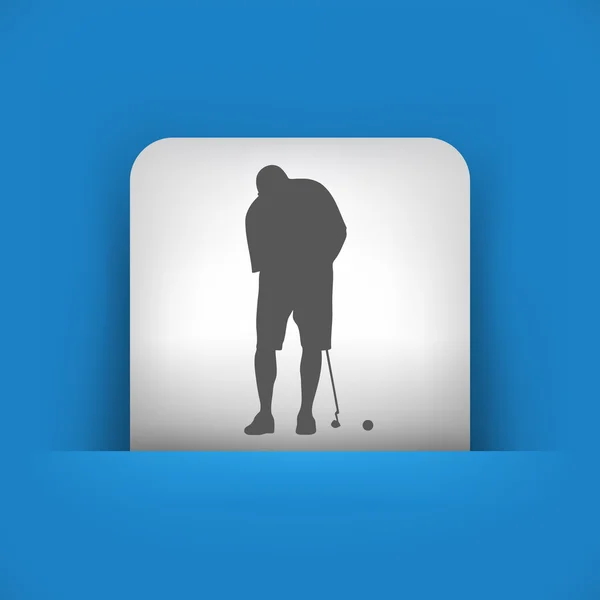 Vektor illustration av enda blå och grå ikon föreställande en golf-spelare — Stock vektor