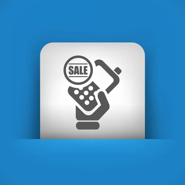 Ilustração vetorial de um único ícone azul e cinza representando um telefone celular à venda — Vetor de Stock
