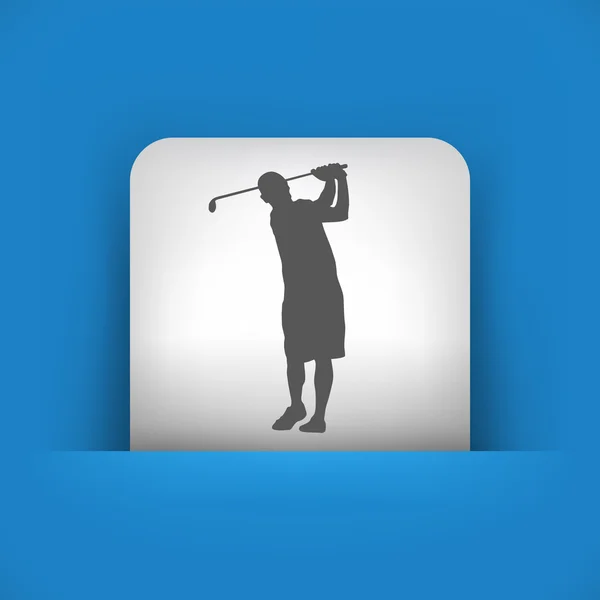 Ilustración vectorial de un solo icono azul y gris que representa al jugador de golf — Archivo Imágenes Vectoriales