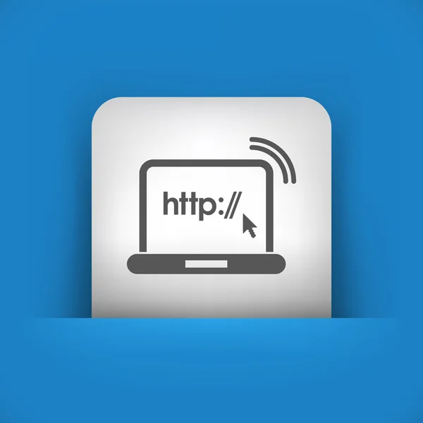 Ilustração vetorial de um único ícone azul e cinza retratando uma internet — Vetor de Stock
