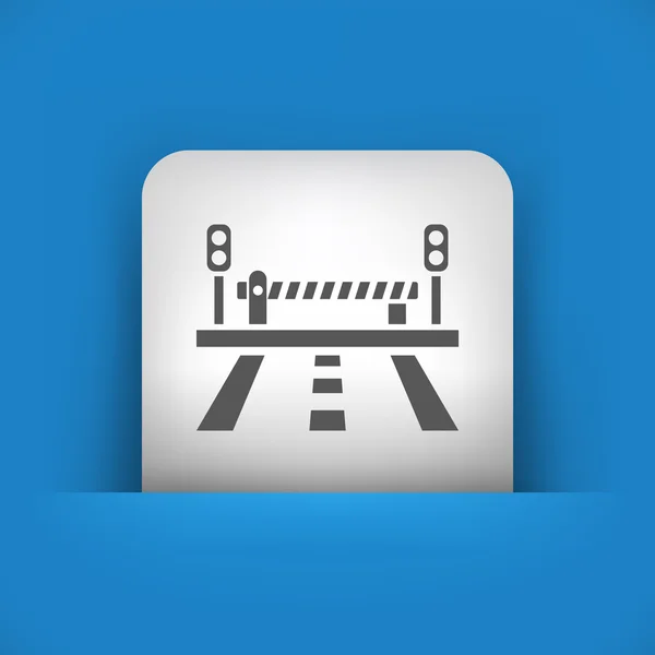 Illustrazione vettoriale di una singola icona blu e grigia raffigurante un passaggio a livello chiuso — Vettoriale Stock