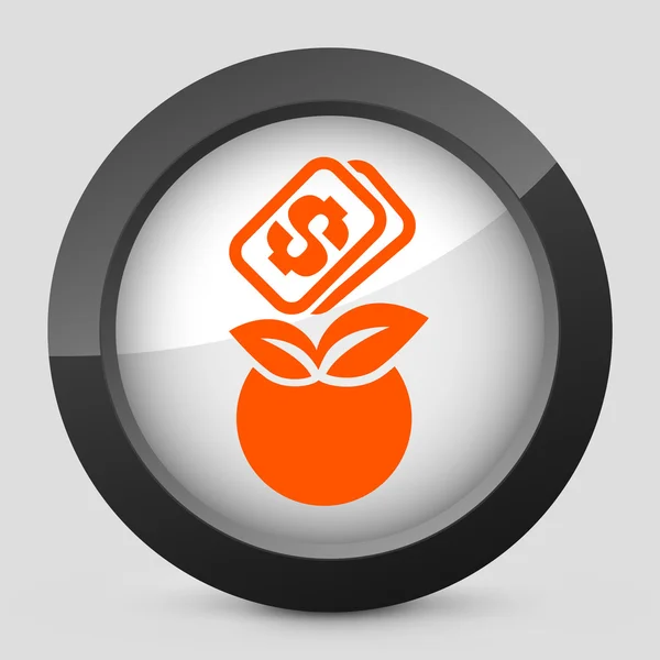 Vector illustration of a gray and orange icon depicting a peach — Stock Vector