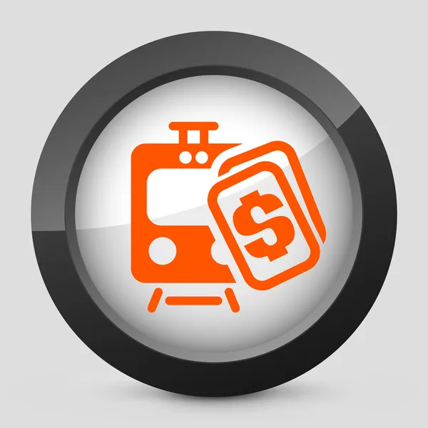 Ilustração vetorial de um ícone cinza e laranja que descreve o custo de viagem — Vetor de Stock