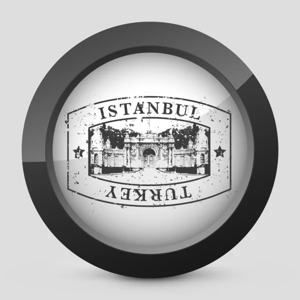 İstanbul resmeden bir gri ve siyah simge vektör çizim — Stok Vektör