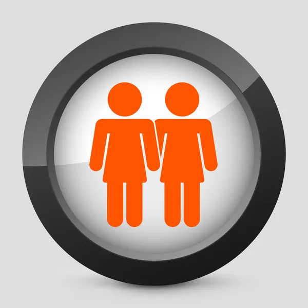 Illustrazione vettoriale di un'icona grigia e arancione raffigurante un'unione lesbica — Vettoriale Stock