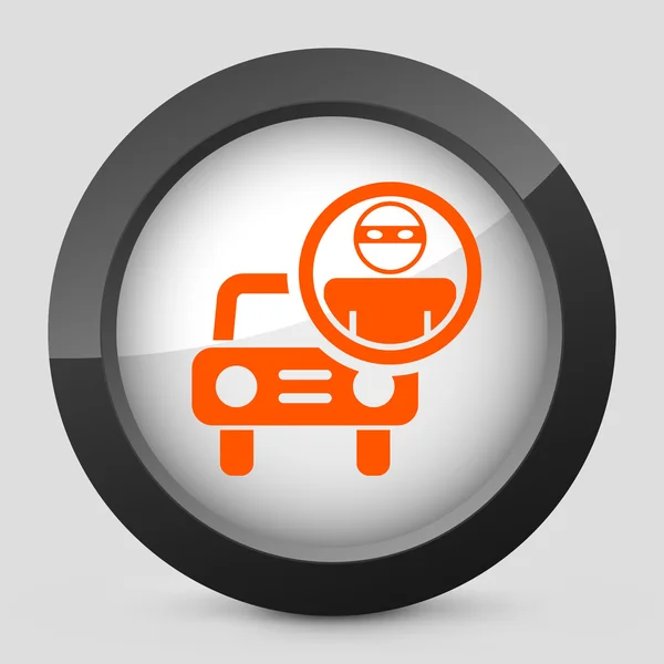 Vector illustration of a gray and orange icon depicting a car criminal — Stock Vector