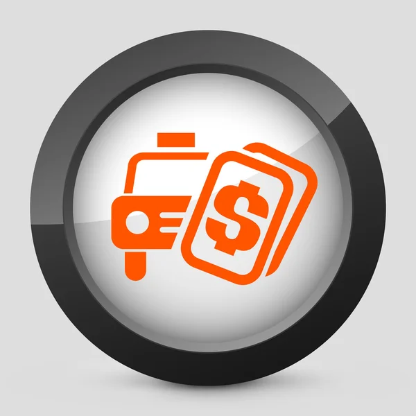 Vector illustration of a gray and orange icon depicting a taxi cost — Stock Vector