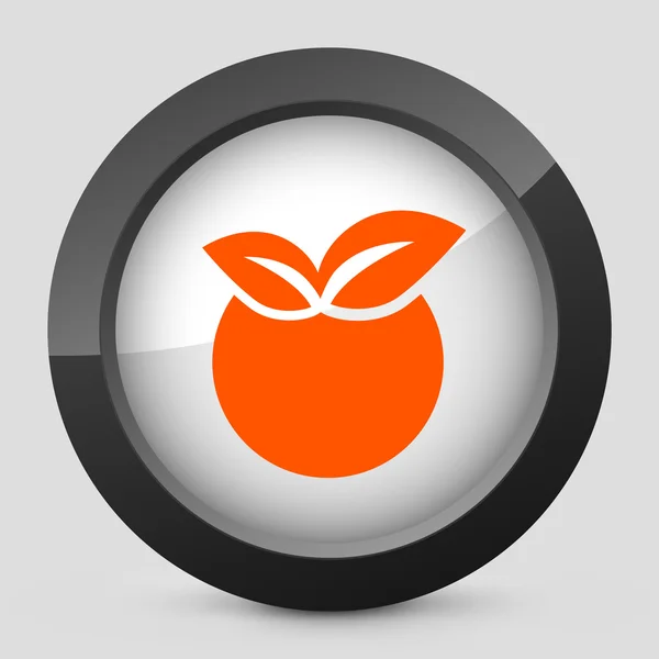 Vector illustration of a gray and orange icon depicting a peach — Stock Vector
