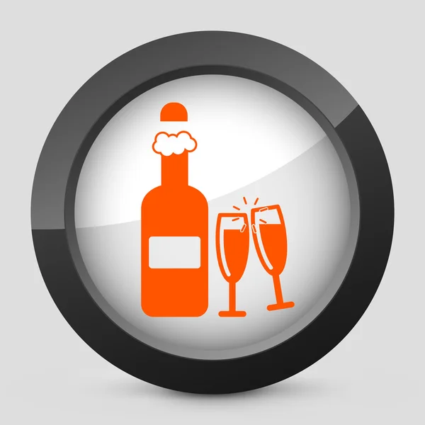 Ilustração vetorial de um ícone cinza e laranja representando um ícone de champanhe —  Vetores de Stock