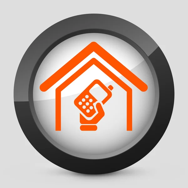 Vector illustration of a gray and orange icon depicting a cordless phone home — Stock Vector