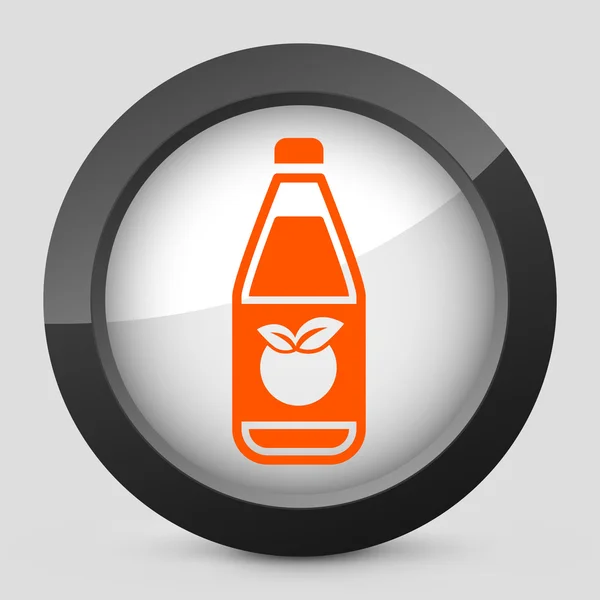 Ilustração vetorial de um ícone cinza e laranja representando uma garrafa de suco de maçã ou pêssego — Vetor de Stock
