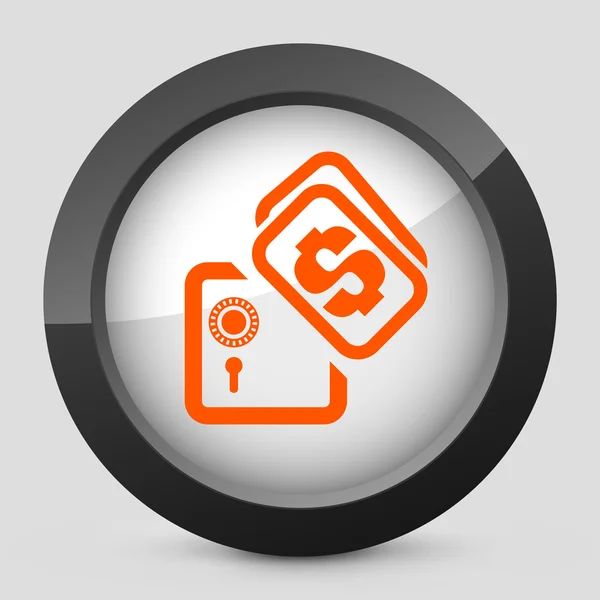 Ilustração vetorial de um ícone cinza e laranja representando uma caixa forte — Vetor de Stock