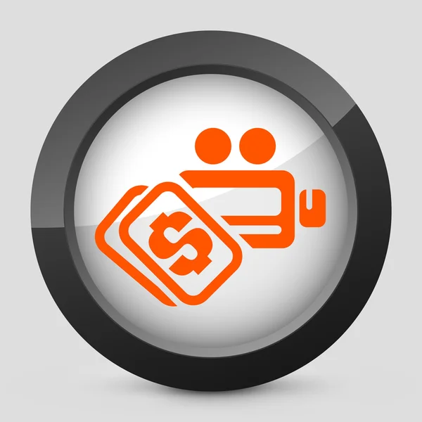 Ilustración vectorial de un icono gris y naranja que representa un concepto de coste de vídeo — Archivo Imágenes Vectoriales