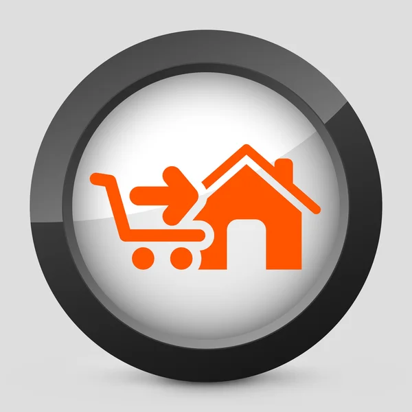 Illustrazione vettoriale di un'icona di un negozio grigio e arancione — Vettoriale Stock