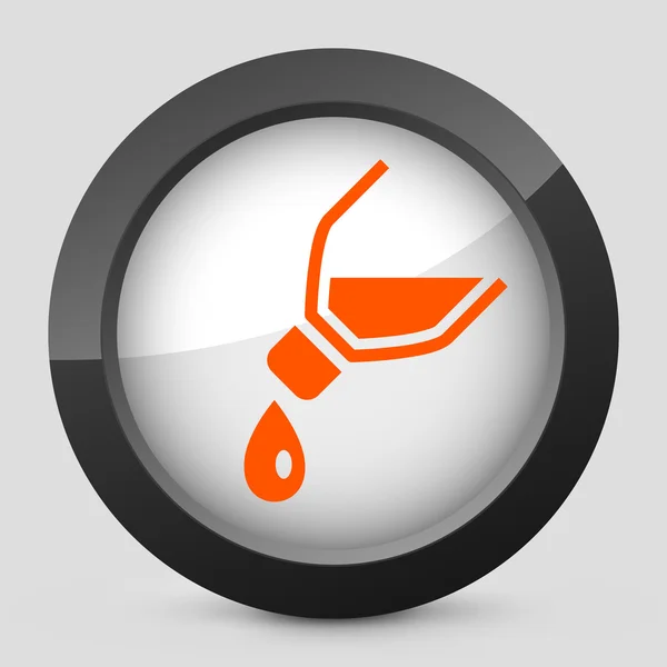 Vector illustration of a gray and orange icon depicting a bottle pouring liquid — Stock Vector