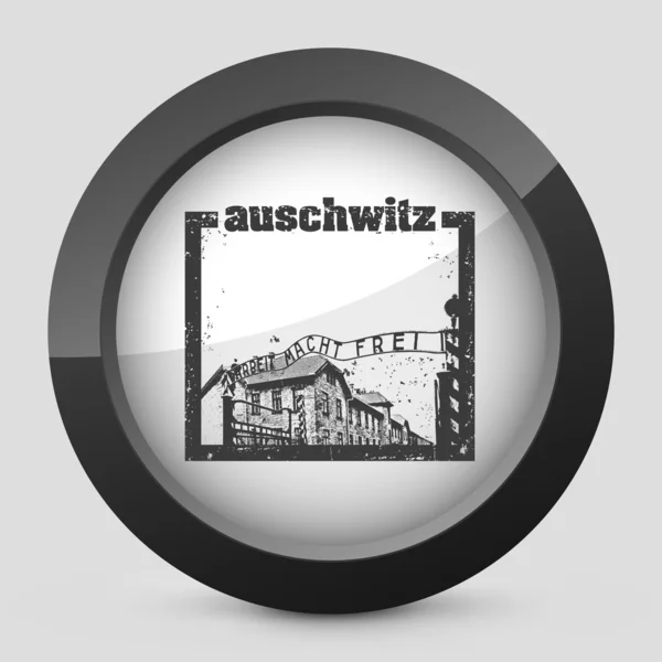 Вектор чорний і сірий ізольованих значок із зображенням Аушвіц — стоковий вектор