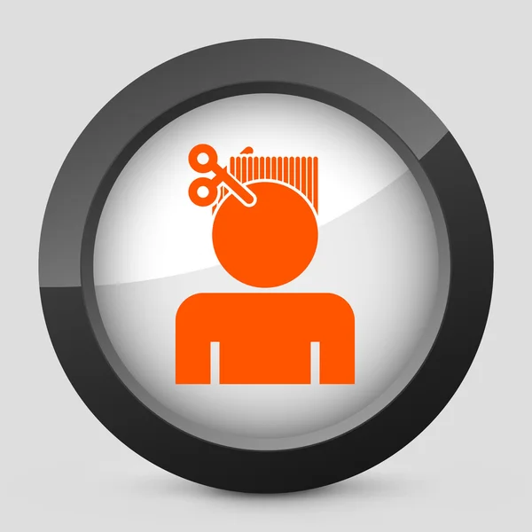 Illustration vectorielle d'une icône grise et orange représentant une icône coiffeur — Image vectorielle