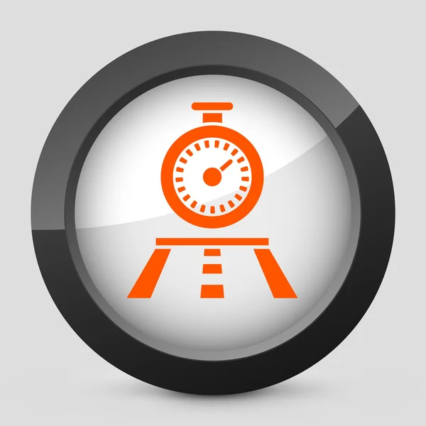 Vector illustration of a gray and orange icon depicting a stopwatch — Stock Vector