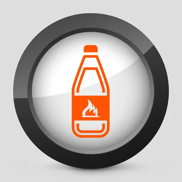 Vector illustration of a gray and orange icon depicting a bottle with dangerous liquid — Stock Vector