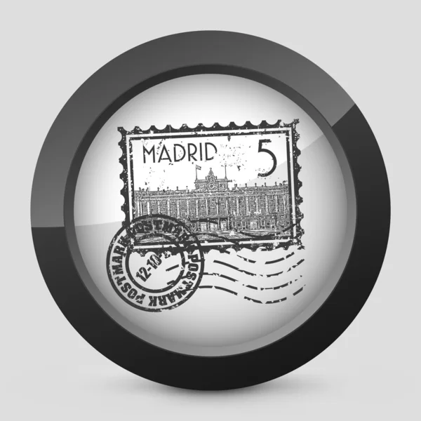 Icône isolée vectorielle noire et grise représentant un timbre poste — Image vectorielle