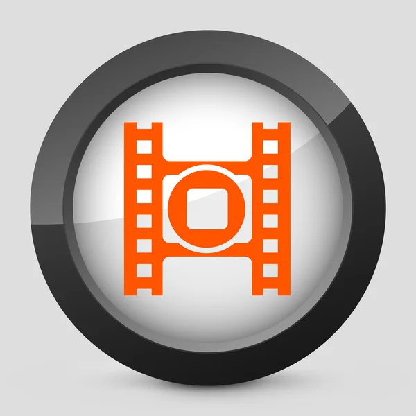 Vektorové ilustrace šedé a oranžové ikony zobrazující tlačítko Zastavit video přehrávač — Stockový vektor