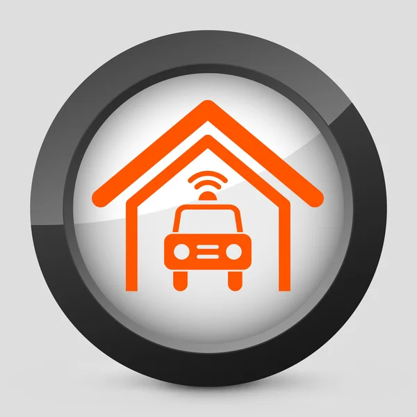 Vektorové ilustrace šedé a oranžové ikony zobrazující policejní auto — Stockový vektor