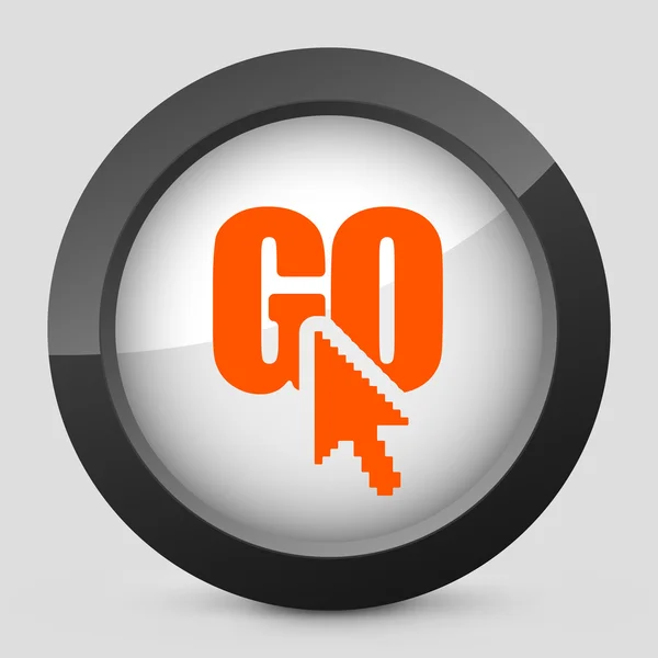 Vector illustratie van een grijs en oranje pictogram "Klik op go" — Stockvector