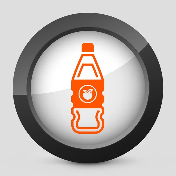 Vector illustration of a gray and orange icon depicting a bottle of apple or peach juice — Stock Vector