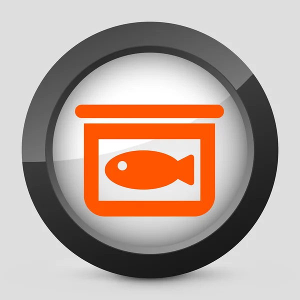 Vektorové ilustrace šedé a oranžové ikony zobrazující ikonu cín ryby — Stockový vektor