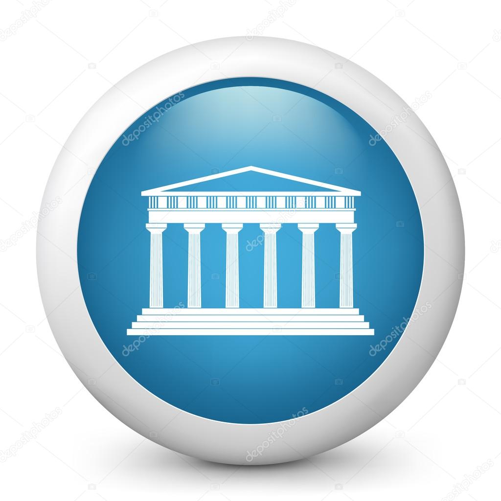 Vector blue glossy icon depicting temple