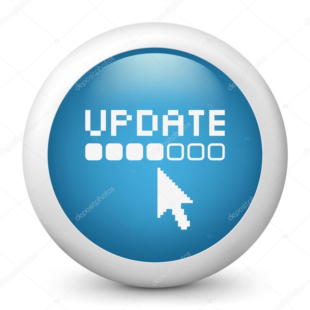 Vector blue glossy icon depicting update