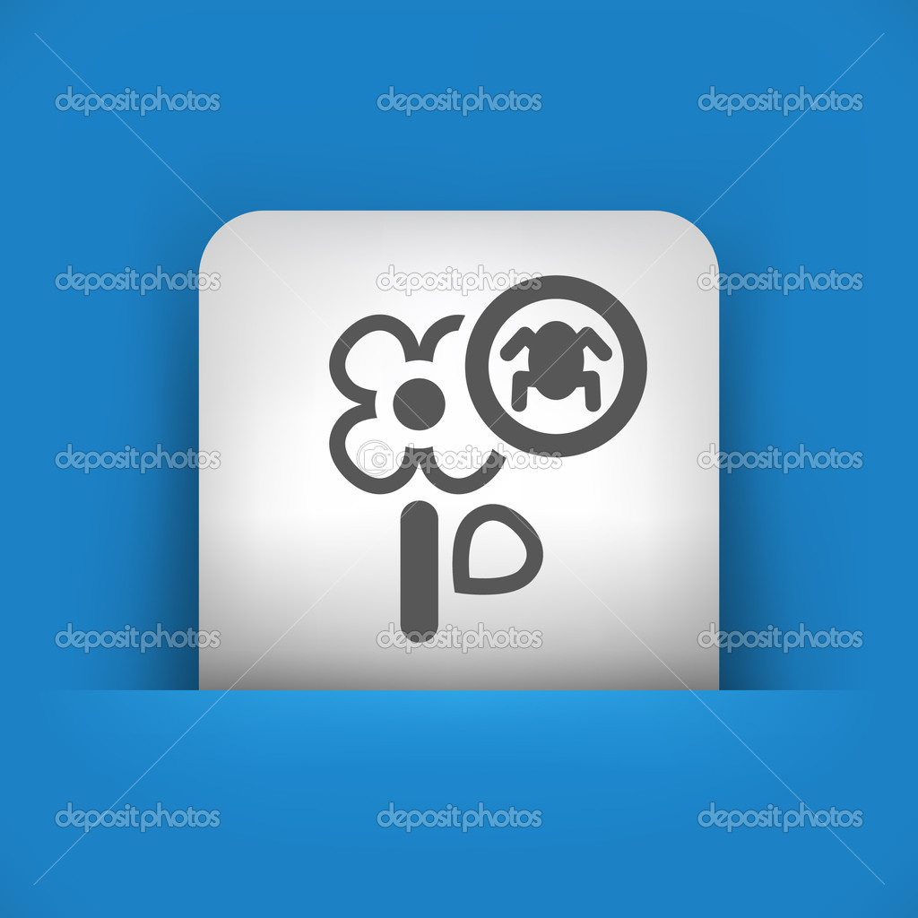 blue and gray icon depicting flower with parasite