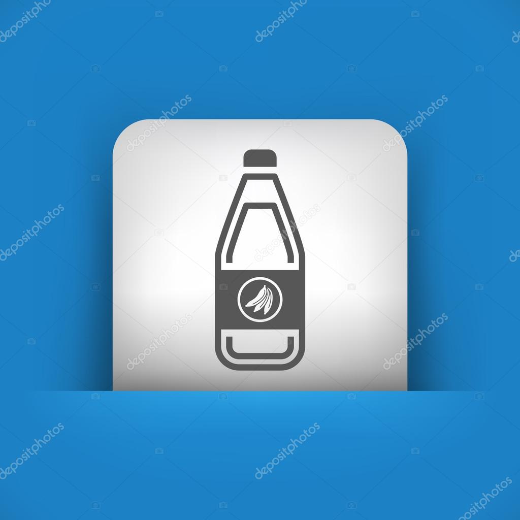 blue and gray icon depicting bottle with banana juice