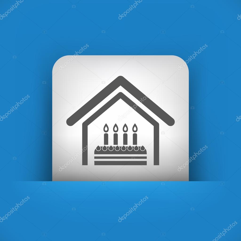 blue and gray icon depicting cake