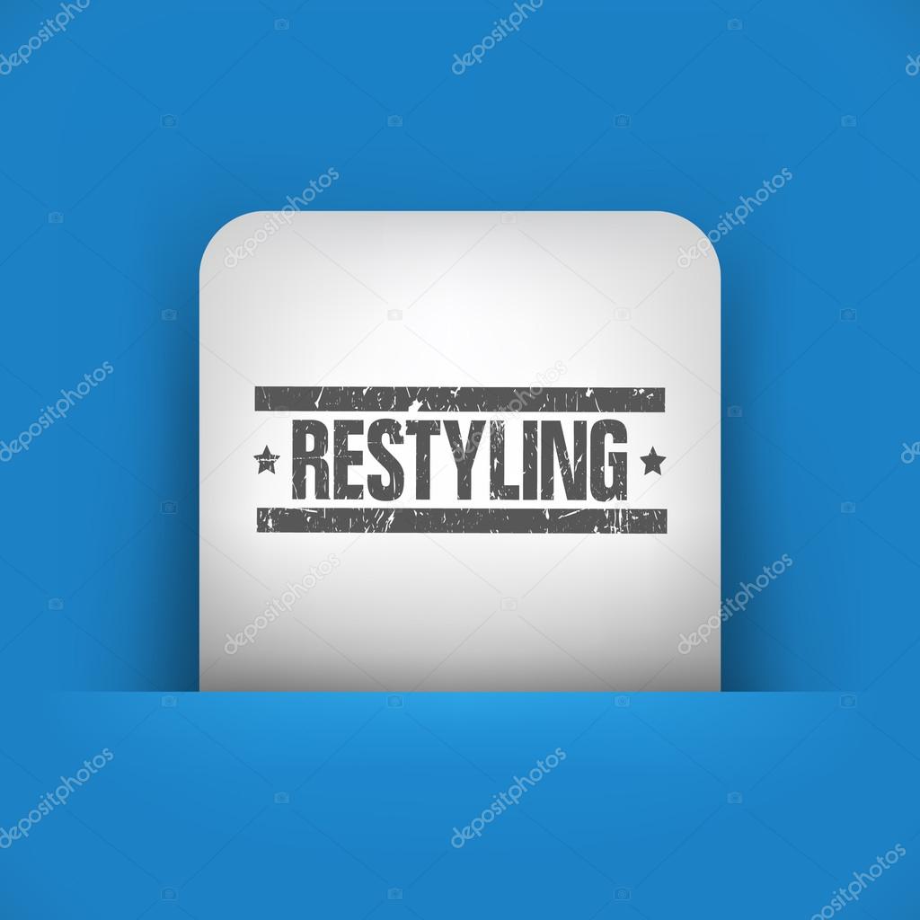 Vector illustration of single blue and gray icon depicting restyling sign