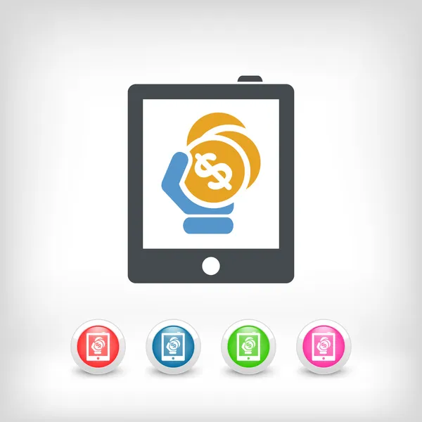 Money icon on touch device — Stock Vector