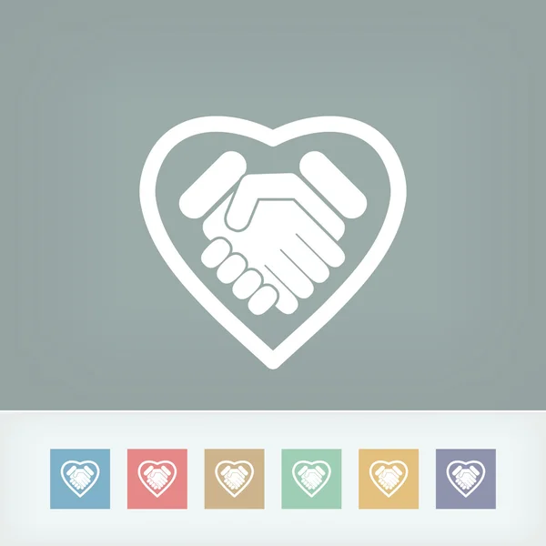 Láska handshake minimální ikona — Stockový vektor