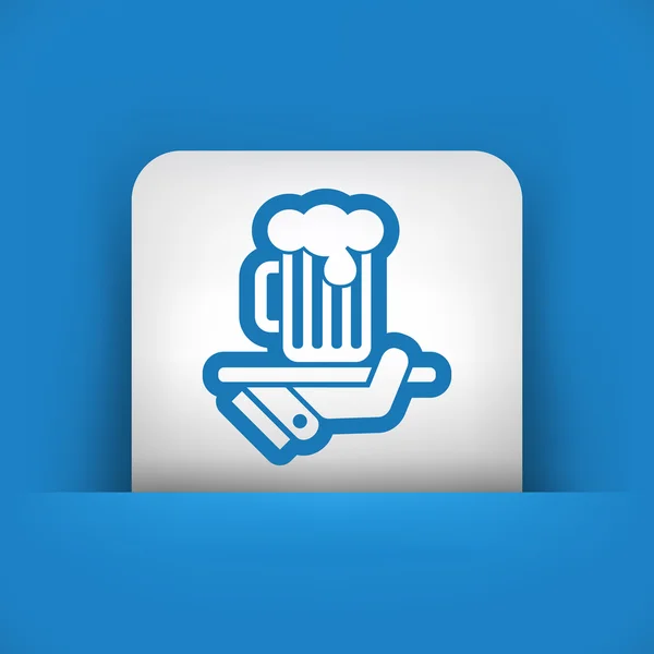 Camarero sirviendo cerveza icono — Vector de stock