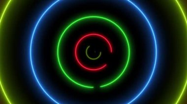 Abstract background with neon circles. 4k infinite loopable animation sequence.