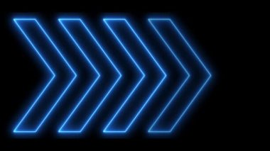 4k neon light arrow direction on black blackgroud - Infinite loop 4k. Endless play loopable animation.