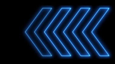 4k neon light arrow direction on black blackgroud - Infinite loop 4k. Endless play loopable animation.