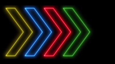 4k neon light arrow direction on black blackgroud - Infinite loop 4k. Endless play loopable animation.