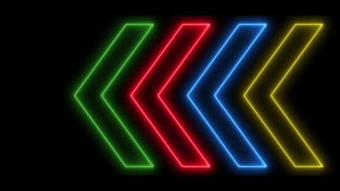 4k neon light arrow direction on black blackgroud - Infinite loop 4k. Endless play loopable animation.