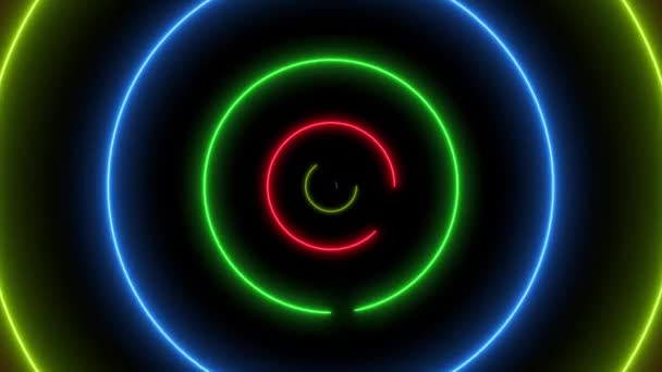 Abstract Background Neon Circles Infinite Loopable Animation Sequence — Vídeo de Stock