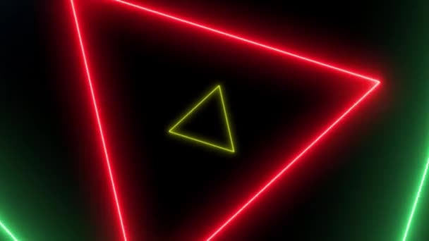 Абстрактный Фон Неоновыми Треугольниками Бесконечная Цикличная Последовательность Анимации — стоковое видео