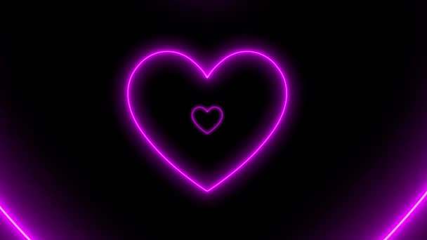 Abstract Background Neon Hearts Infinite Loopable Animation Sequence — 비디오